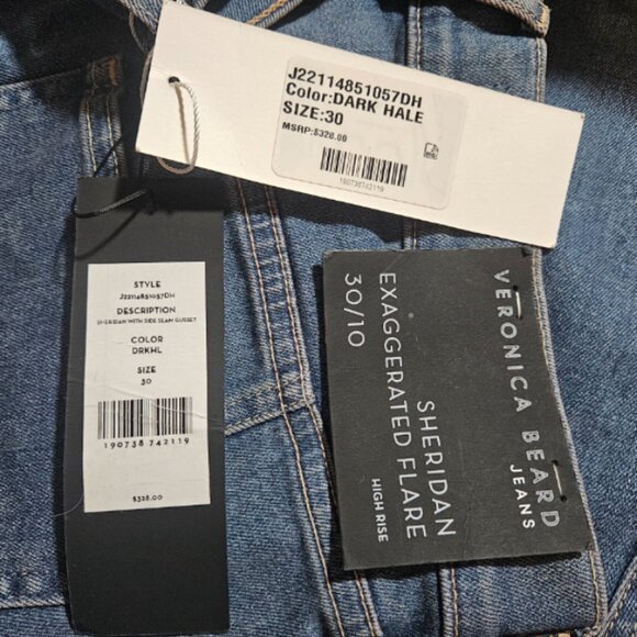 NWT Veronica Beard Sheridan Wn Flare Jean sz 30 Y2K Quiet Luxury Dark Academia - Picture 2 of 15